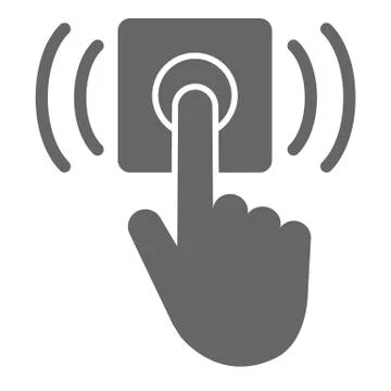 Ring door bell solid icon, delivery symbol, Hand push bell button vector sign on 스톡 일러스트