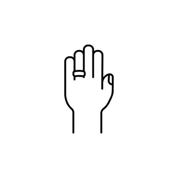 Ring finger hand vector icon. Hand gesture icon line style Stockillustratie