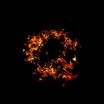 Ring of fire in black background, abstract blaze fire flame texture backgroun イラスト素材