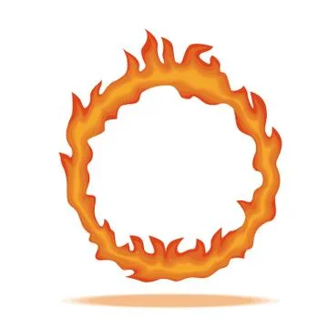 Ring of fire. Circle surrounded hot red with dancing tongue flame. Stock Illustration