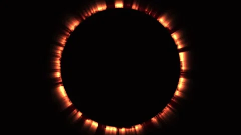 Ring of fire during solar eclipse with shimmering light flares and dark bac.. Stock Footage 342505356