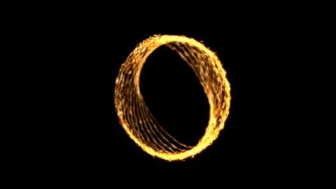 Ring of fire with dynamic shape and illuminating sparks, black background. Stock Illustration