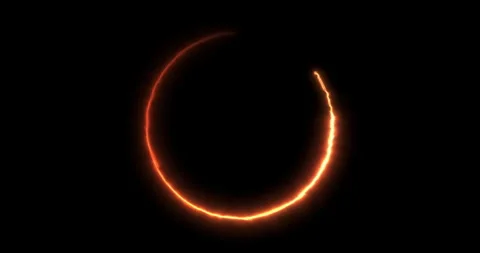 Ring of fire flame appears on black background, magic and energy Stock Footage 289556131