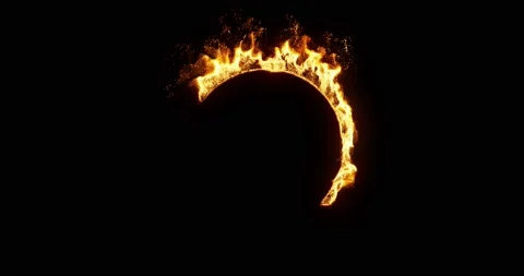 Ring on fire. Fuel burning in a large circle at random on back background. Stock Footage