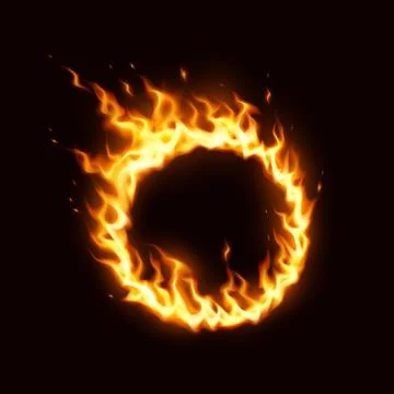 Ring of Fire Glowing on Dark Background Stock Illustration