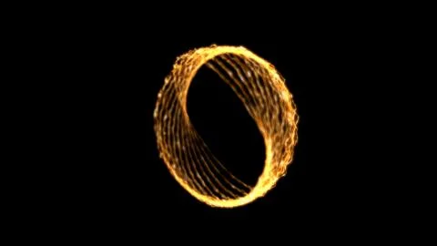 Ring of fire with illuminating light and black background, 3D render Stock Illustration