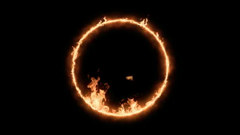 Ring of fire isolated on black background Stock Footage 133991135