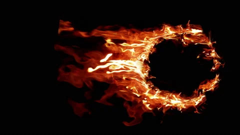 Ring of Fire in slow motion. Fire ball Explosion, Video stock 93688357