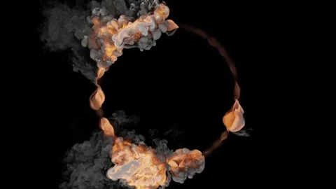 Ring of fire. Visualization of bright flames and smoke. Vidéo 304109834