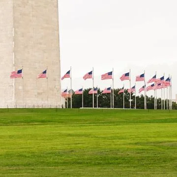 Ring Of Flags Surrounding The Washington Monument Stock Photos