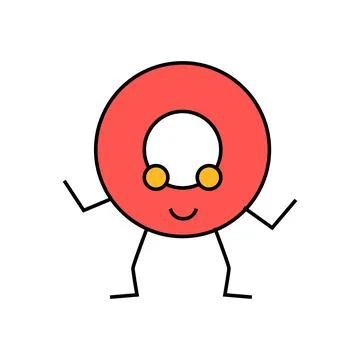 Ring geometric shape character icon color illustration Stock Illustration