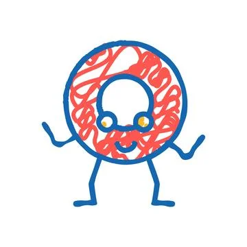 Ring geometric shape character icon doodle illustration Illustrazione stock