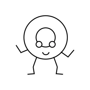Ring geometric shape character line icon vector illustration Illustrazione stock