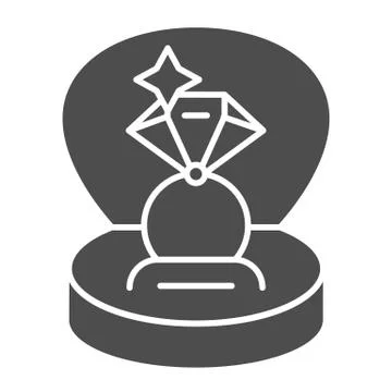 Ring in a gift box solid icon. Engagement ring vector illustration isolated on 스톡 일러스트