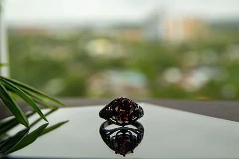 Ring on glass in reflection Stock Photos