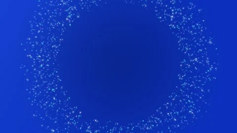Ring of glowing particles converging inward toward the centre on a blue Vídeo Stock 344781613