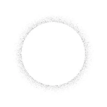 Ring grain texture. Circle faded noise gradient. Round grunge shape. Speckles Ilustración de archivo