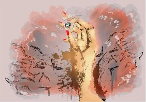 Ring in hand Stock Illustration