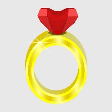 Ring with a heart shaped stone. Stock Illustration