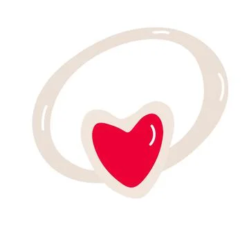 Ring with heart shaped stone vector. Stock Illustration