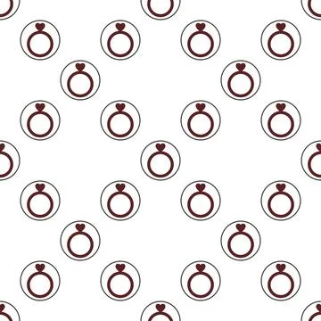 Ring with Heart vector seamless pattern - love and wedding background Stock Illustration