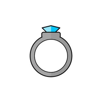 Ring icon, illustration of a ring with flat design jewels Stock Illustration