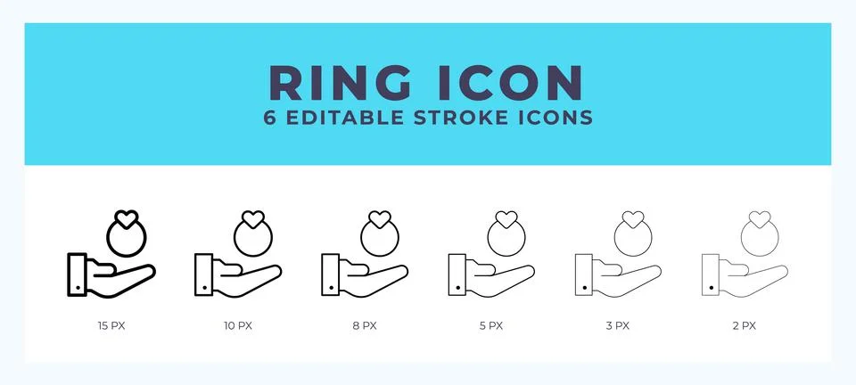 Ring icon set with different stroke. Design elements for logo. Vector illus.. Stock Illustration