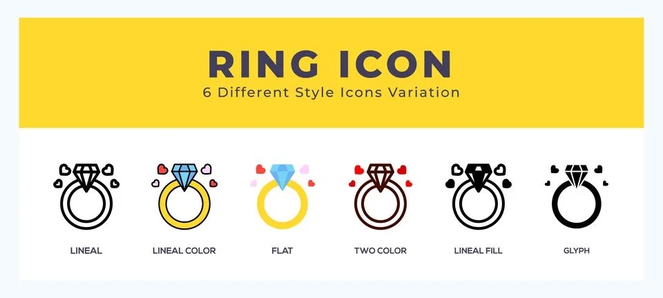 Ring icon set with different styles. Design elements for logo. Vector illus.. Stock Illustration