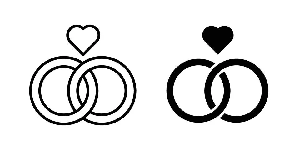 Ring icon silhouette vector set. thin line pack Stock Illustration