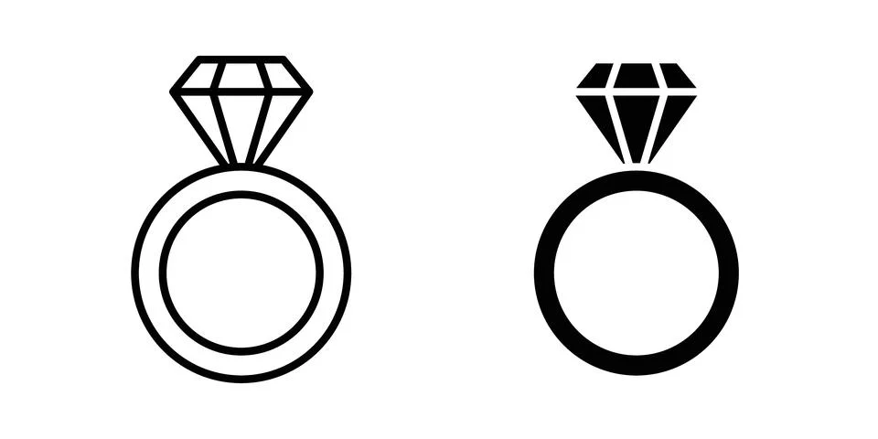 Ring icon solid, line, and editable vector set. Stock Illustration