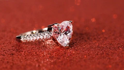 Ring with large heart shaped diamond Stock Footage 102098223