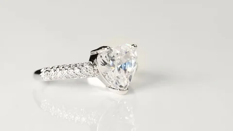 Ring with large heart shaped diamond Stock Footage 103142160