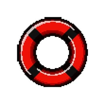 Ring lifebuoy pixel art vector illustration 스톡 일러스트