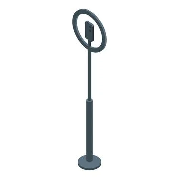 Ring light standing on a tripod for smartphone or camera is illuminated Stock Illustration