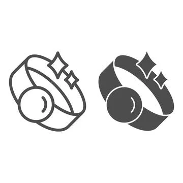 Ring line and solid icon, fairytale concept, Jewelry sign on white background イラスト素材