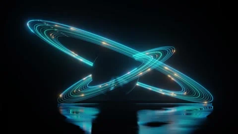 Ring line spin cross outside sphere Stock Footage 255766580