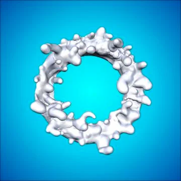 Ring of liquid on a blue background. Abstract image of spray and liquid. Foam イラスト素材