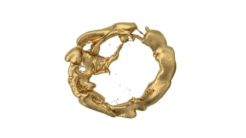 Ring of liquid gold transforms into drop - isolated on white, + alpha (FULL HD) Stockbeeldmateriaal 78545724