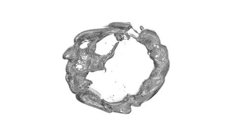 Ring of liquid metal transforms into drop - on white, + alpha (FULL HD) Video stock 80803473