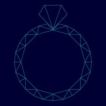 Ring low poly triangulation triangulated polygonal electric cyan blue vibrant Stock Illustration