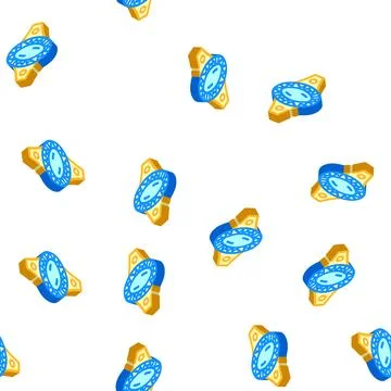 Ring with magic diamond isometric icon seamless pattern Stock Illustration