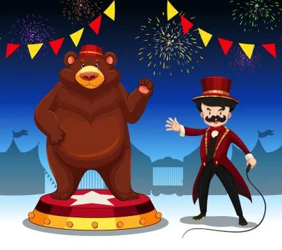 Ring master and bear at circus show イラスト素材