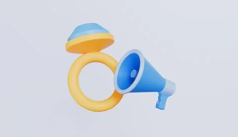Ring megaphone speaker 3d illustration isolated on pastel background Stockillustratie