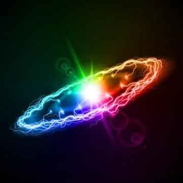 Ring multicolored lightening on dark background Stock Illustration