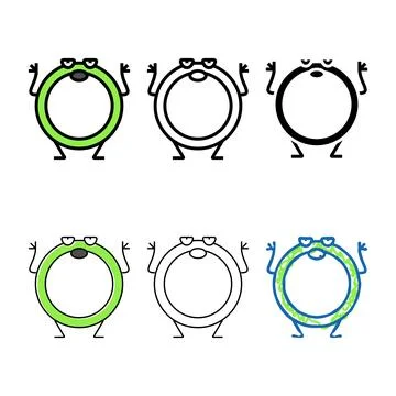 Ring multistyle geometric shape character color icon vector Stock Illustration