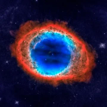 Ring Nebula is a planetary nebula in the constellation of Lyra. Stock Illustration