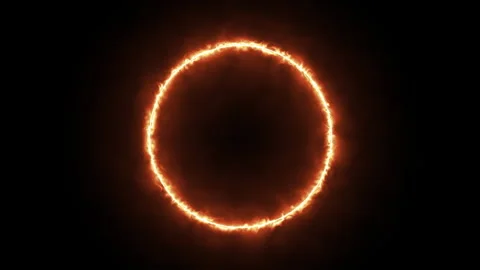 Ring of neon gold fire light circle Background Stock Footage 244910945