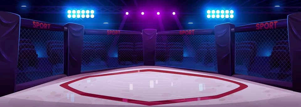 Ring octagon, arena for boxing fight and MMA Stock Illustration