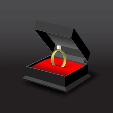 Ring in opened ring box Stock Illustration