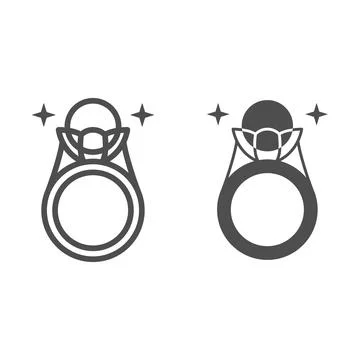 Ring with pearls line and solid icon, 8 March concept, beautiful expensive ring 스톡 일러스트